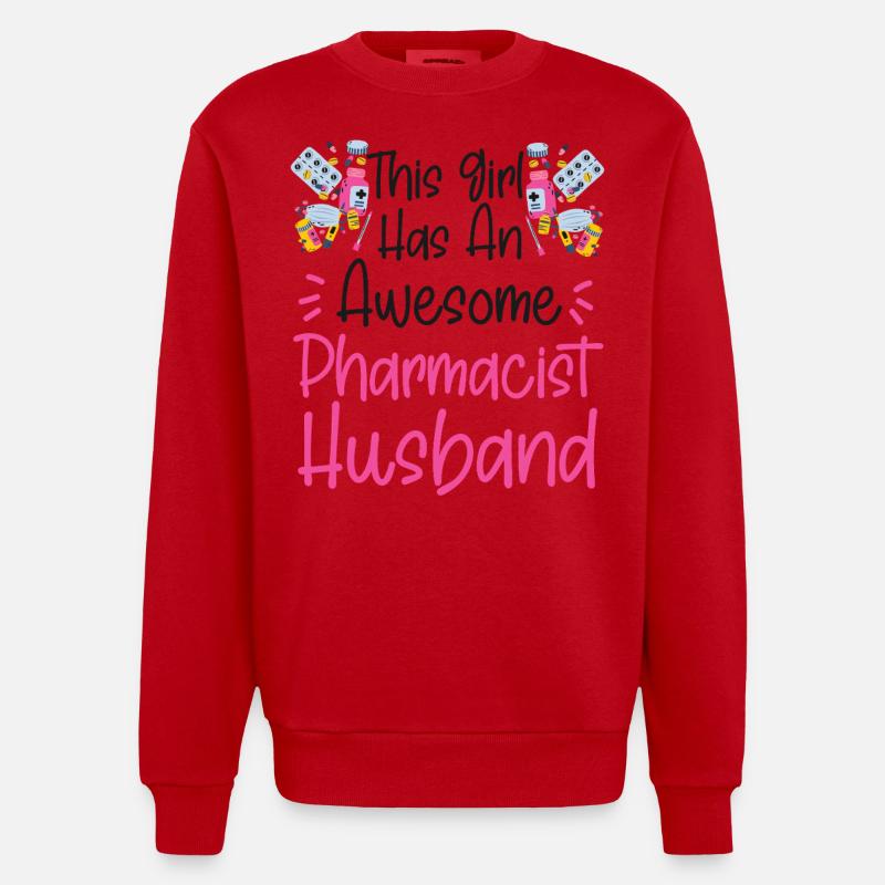 Pharmacy Tech Technician - Heavyweight Oversized Organic Crew Neck Made in EU - red