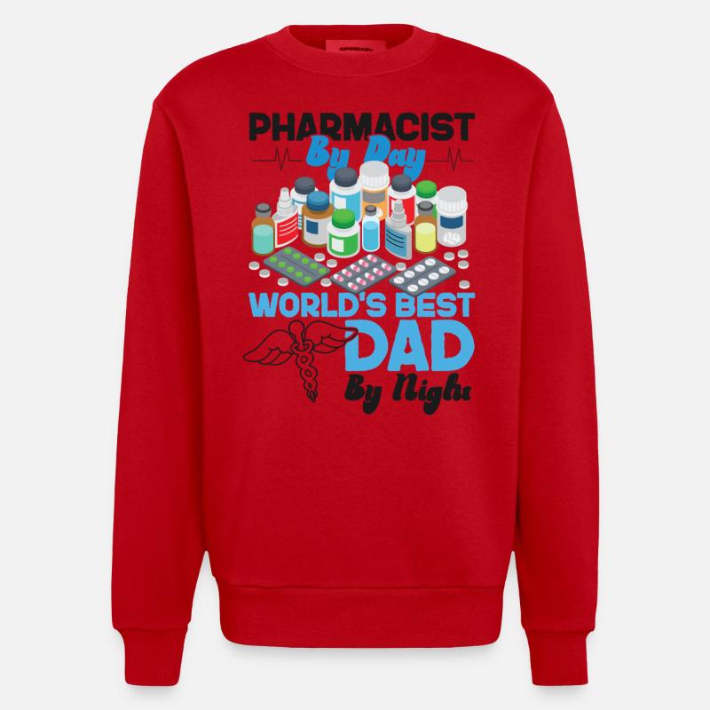 Pharmacy Tech Technician - Heavyweight Oversized Organic Crew Neck Made in EU - red