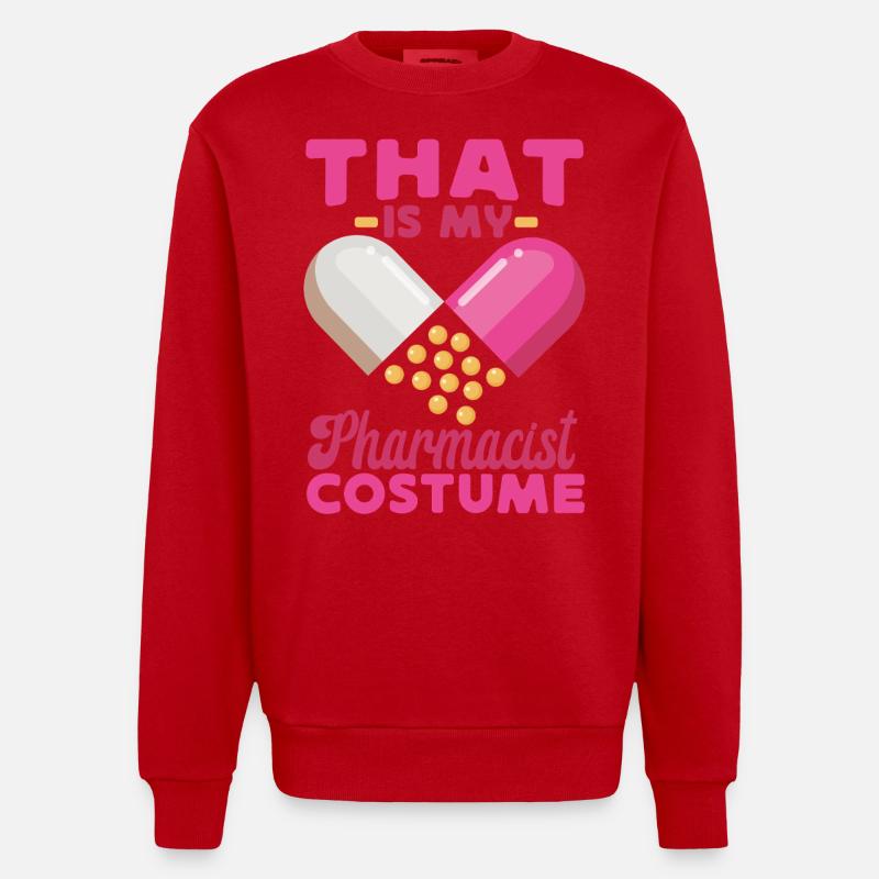 Pharmacy Tech Technician - Heavyweight Oversized Organic Crew Neck Made in EU - red