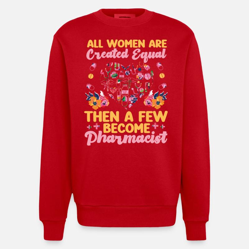 Pharmacy Tech Technician - Heavyweight Oversized Organic Crew Neck Made in EU - red
