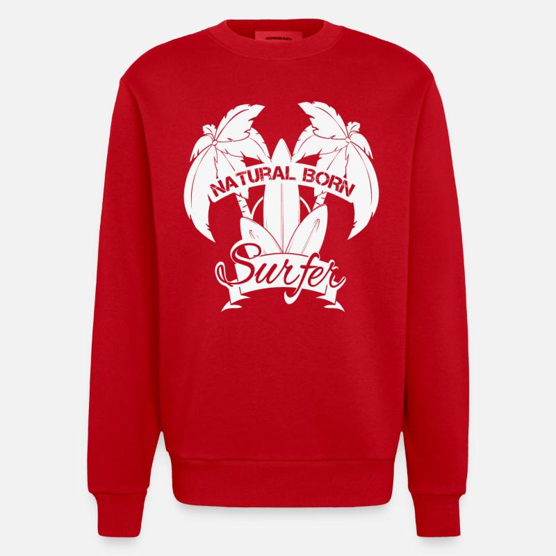 Natural Born Surfer - Heavyweight Oversized Organic Crew Neck Made in EU - Rot
