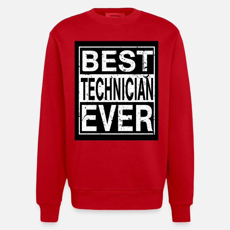 Technicien Meilleur Technicien - Sweat bio épais oversize fabriqué en UE - rouge