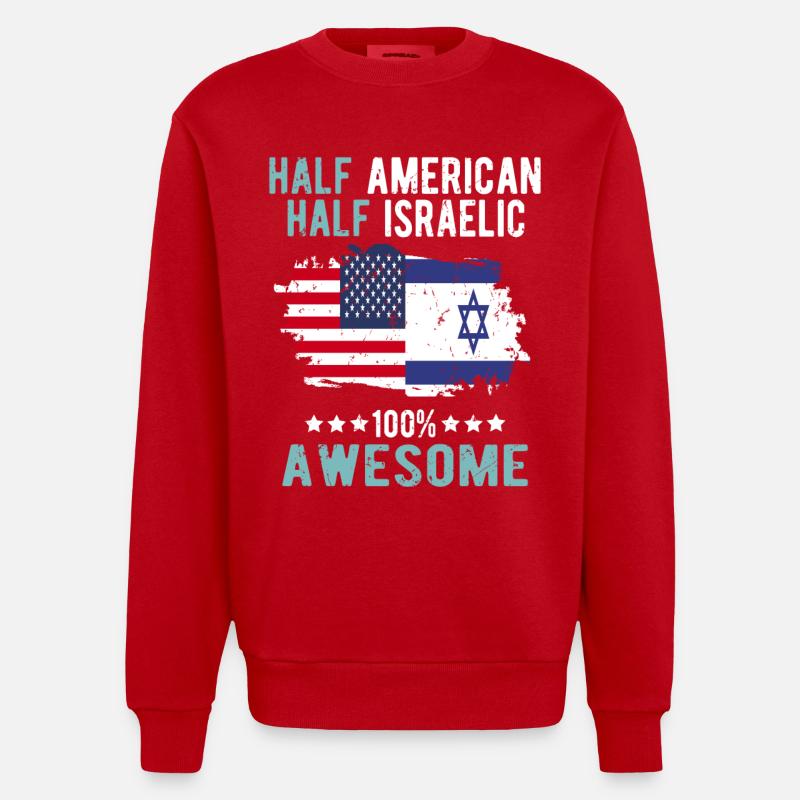 Moitié américain Moitié Isreali - Sweat bio épais oversize fabriqué en UE - rouge