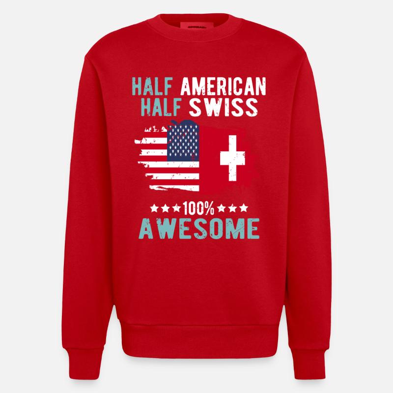 Moitié Américain Moitié Suisse - Sweat bio épais oversize fabriqué en UE - rouge