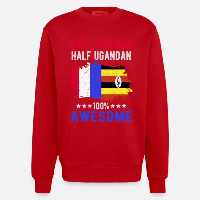 Moitié Français moitié ougandais - Sweat bio épais oversize fabriqué en UE - rouge