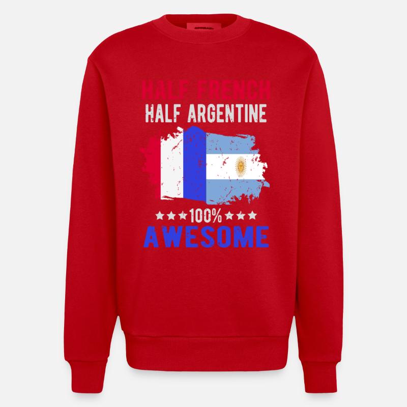 Moitié Français moitié Argentine - Sweat bio épais oversize fabriqué en UE - rouge