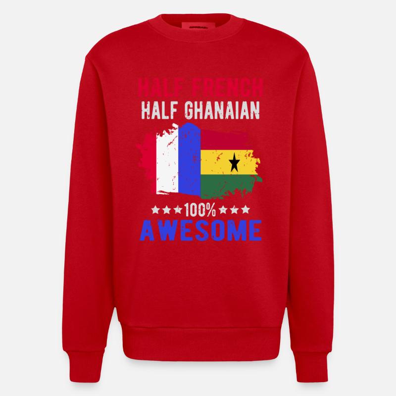 Moitié Français moitié Ghanese - Sweat bio épais oversize fabriqué en UE - rouge