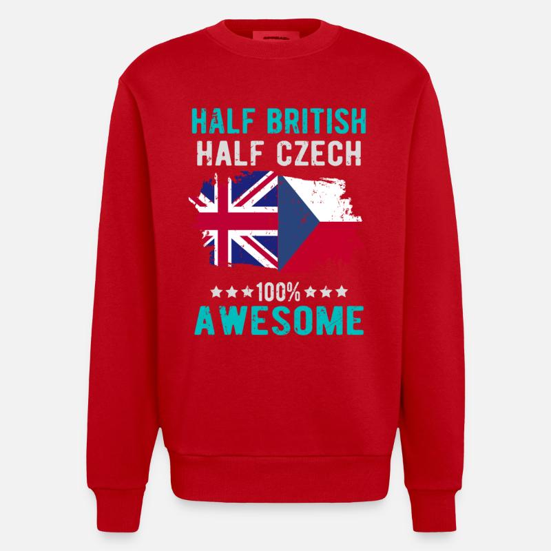 Halb Brite Halb Tscheche - Heavyweight Oversized Organic Crew Neck Made in EU - Rot
