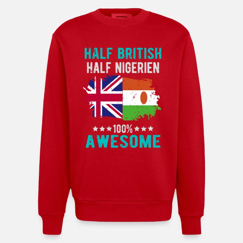 Moitié britannique moitié Nigrer - Sweat bio épais oversize fabriqué en UE - rouge