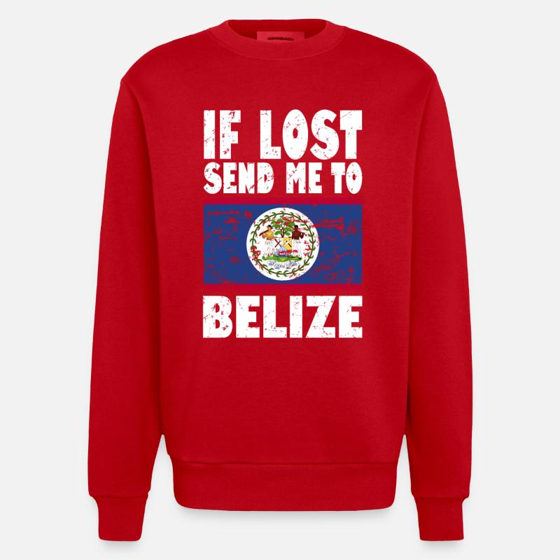 Drapeau du Belize - Sweat bio épais oversize fabriqué en UE - rouge