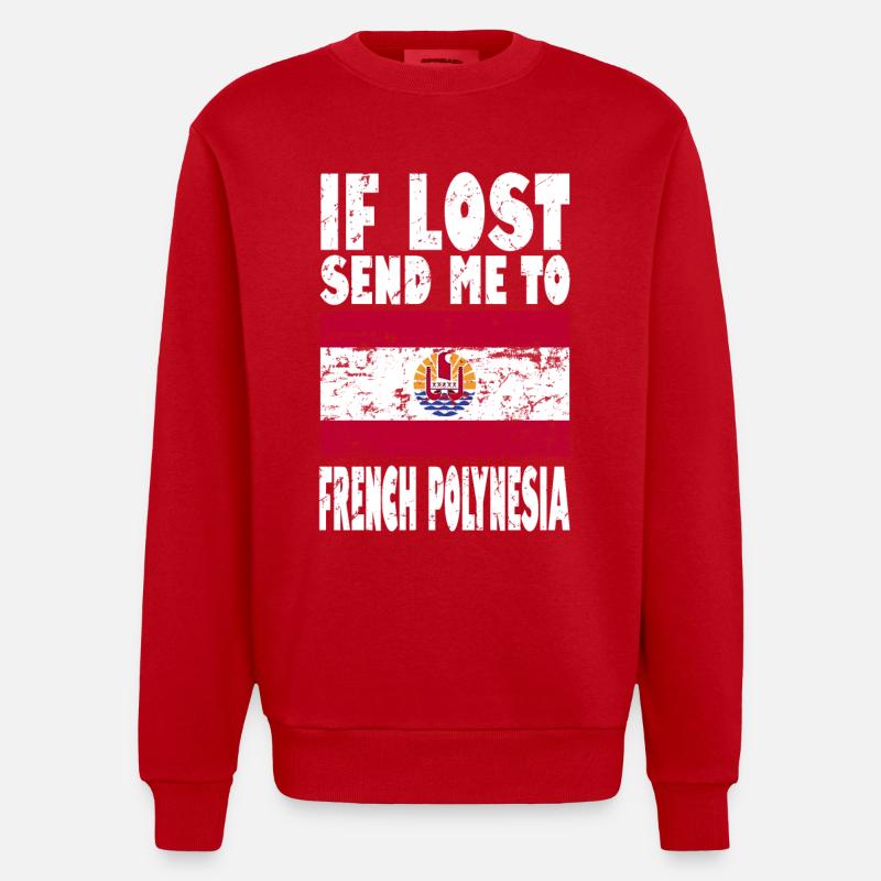 Français Drapeau de la Polynésie - Sweat bio épais oversize fabriqué en UE - rouge