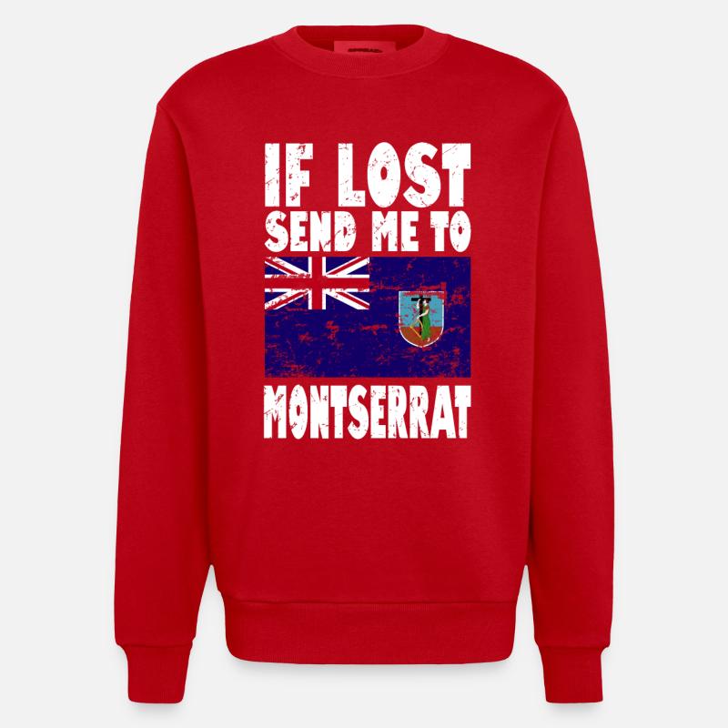 Dicton du drapeau de Montserrat - Sweat bio épais oversize fabriqué en UE - rouge