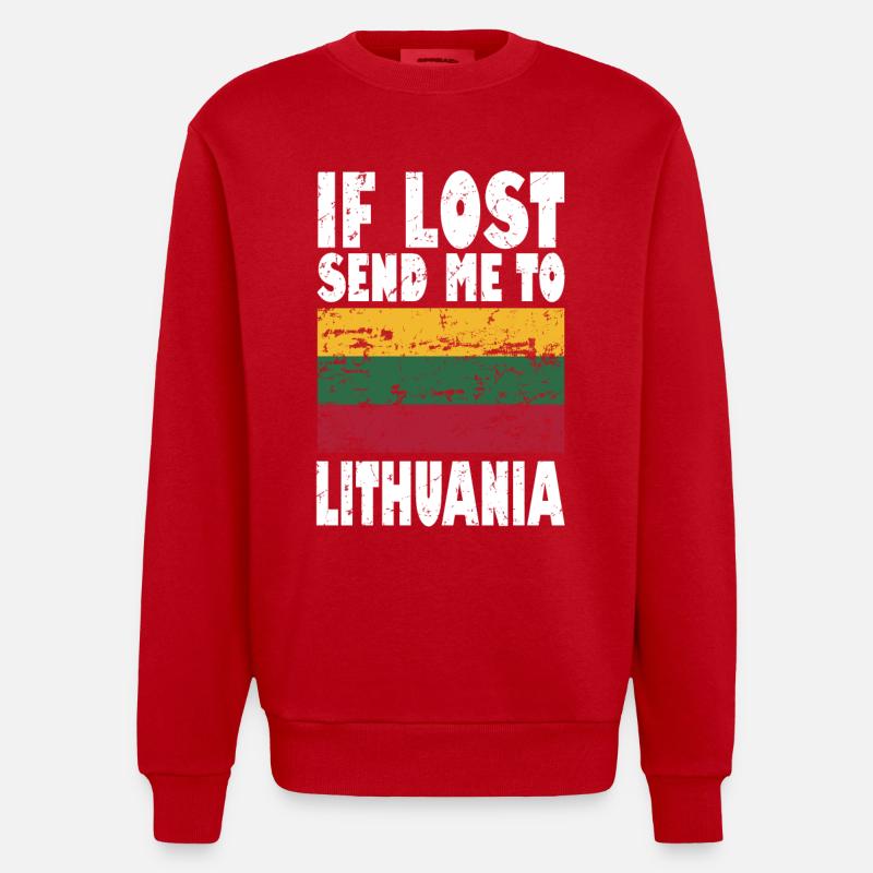 Drapeau de la Lituanie - Sweat bio épais oversize fabriqué en UE - rouge