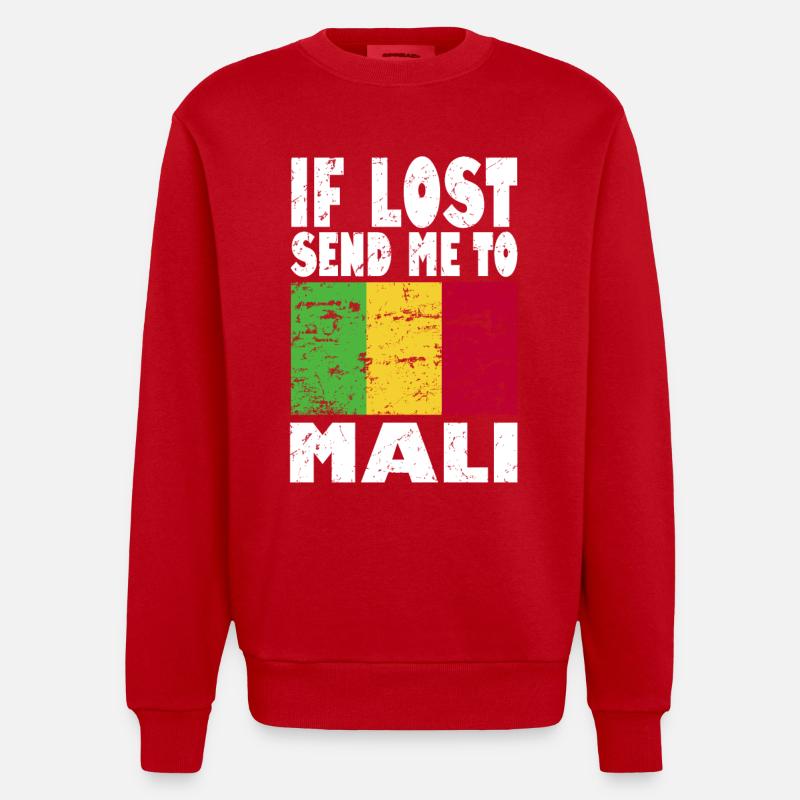 Mali Flagge Spruch - Heavyweight Oversized Organic Crew Neck Made in EU - Rot