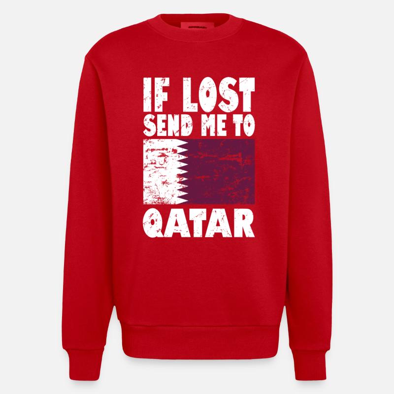 Slogan du drapeau du Qatar - Sweat bio épais oversize fabriqué en UE - rouge