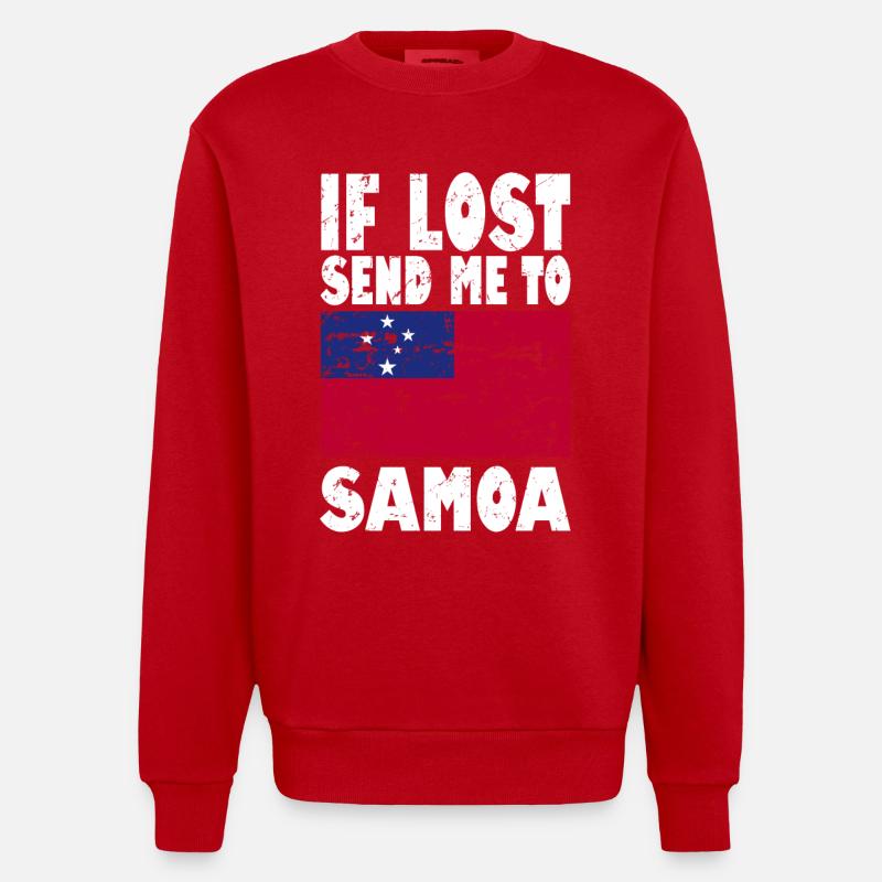 Samoa Flagge Spruch - Heavyweight Oversized Organic Crew Neck Made in EU - Rot