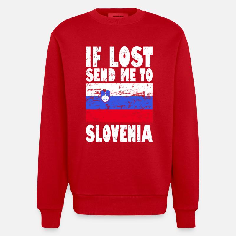 Drapeau de la Slovénie - Sweat bio épais oversize fabriqué en UE - rouge