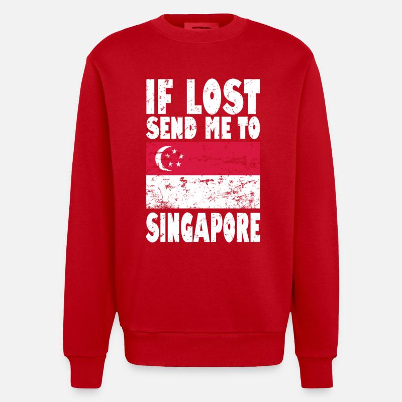 Drapeau de Singapour - Sweat bio épais oversize fabriqué en UE - rouge