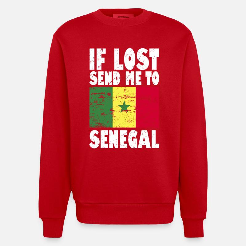 Drapeau du Sénégal - Sweat bio épais oversize fabriqué en UE - rouge