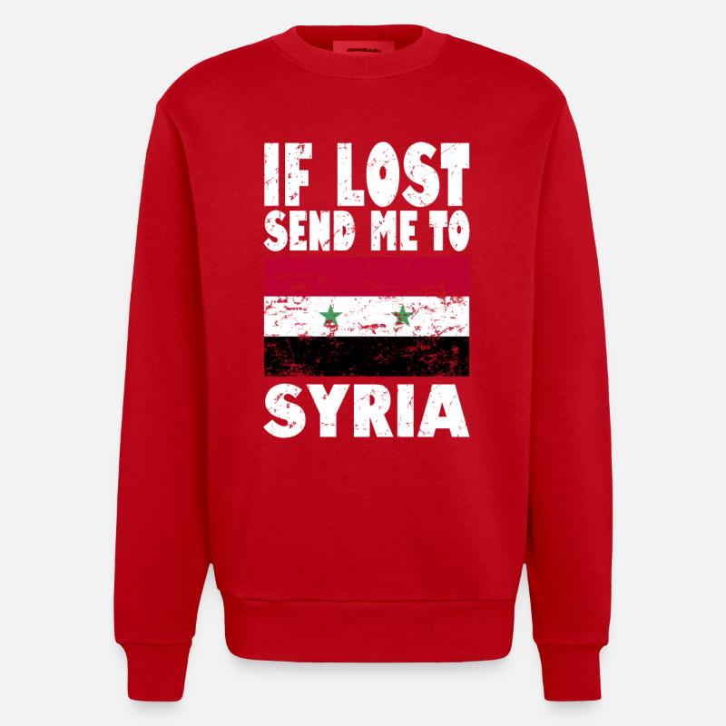 Syrien Flagge Spruch - Heavyweight Oversized Organic Crew Neck Made in EU - Rot