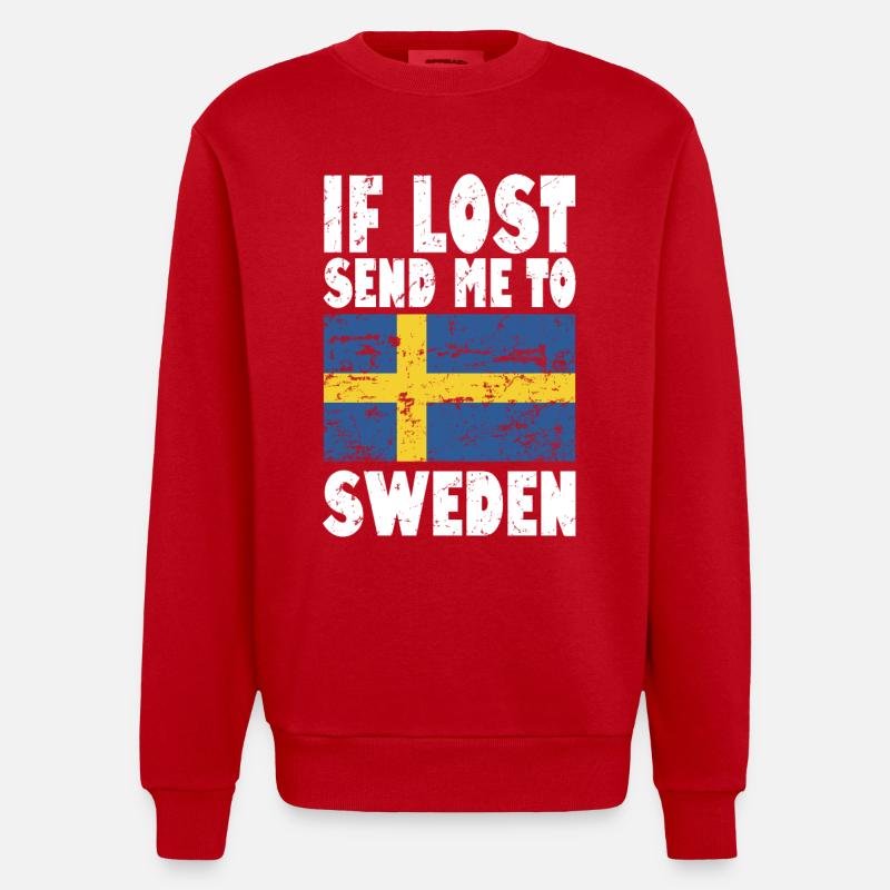 Drapeau de la Suède - Sweat bio épais oversize fabriqué en UE - rouge