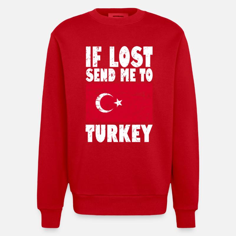 Drapeau de la Turquie - Sweat bio épais oversize fabriqué en UE - rouge