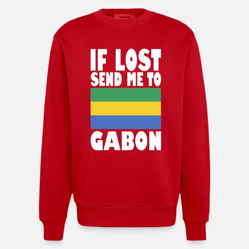 Gabun Flagge Spruch - Heavyweight Oversized Organic Crew Neck Made in EU - Rot