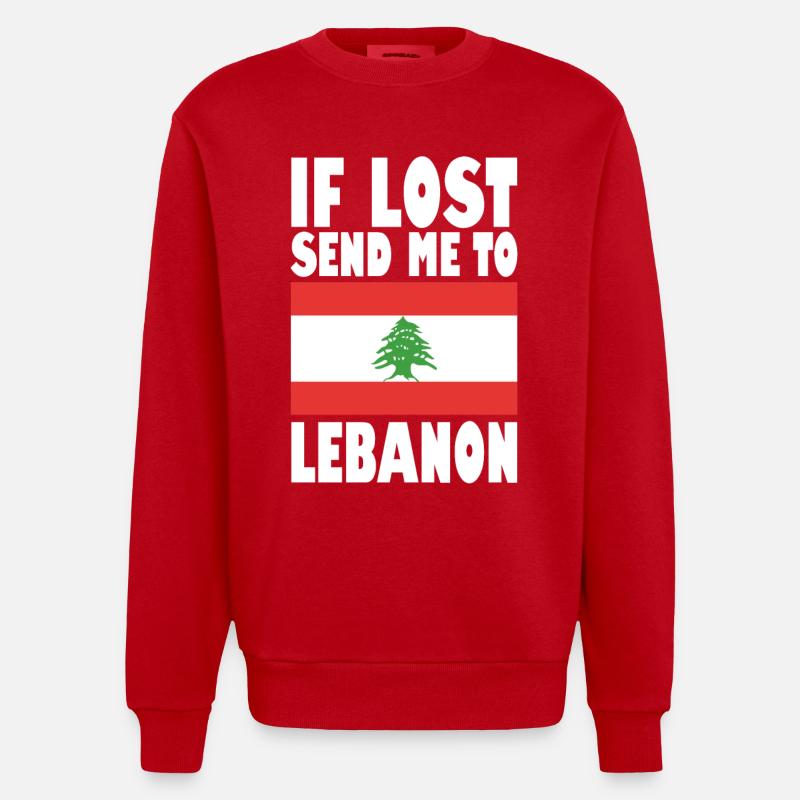 Drapeau du Liban - Sweat bio épais oversize fabriqué en UE - rouge