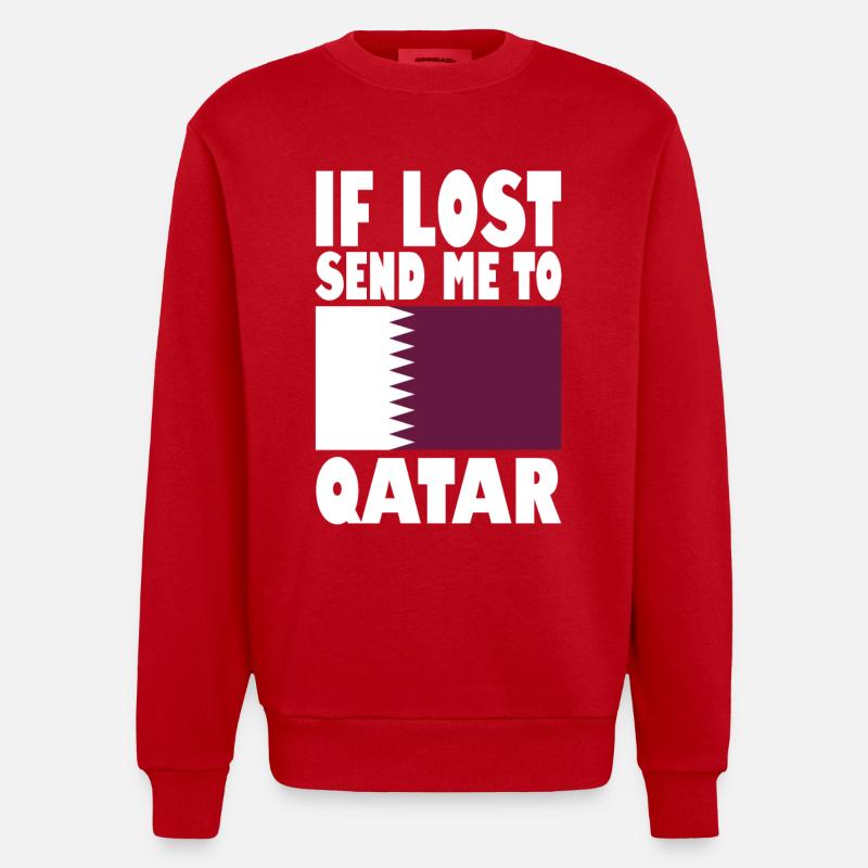 Katar Flagge Spruch - Heavyweight Oversized Organic Crew Neck Made in EU - Rot