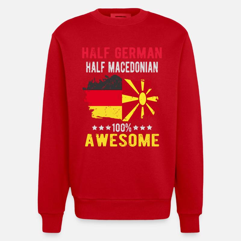 Half German Half Macedonian - Heavyweight Oversized Organic Crew Neck Made in EU - red