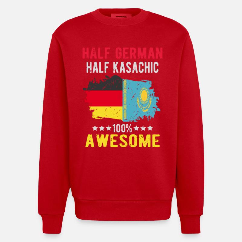 Halb Deutsch Halb Kasache - Heavyweight Oversized Organic Crew Neck Made in EU - Rot