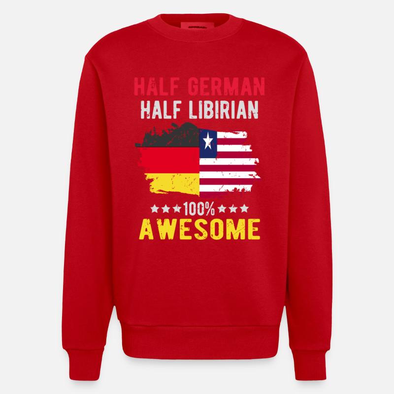 Halb Deutsch Halb Libyer - Heavyweight Oversized Organic Crew Neck Made in EU - Rot
