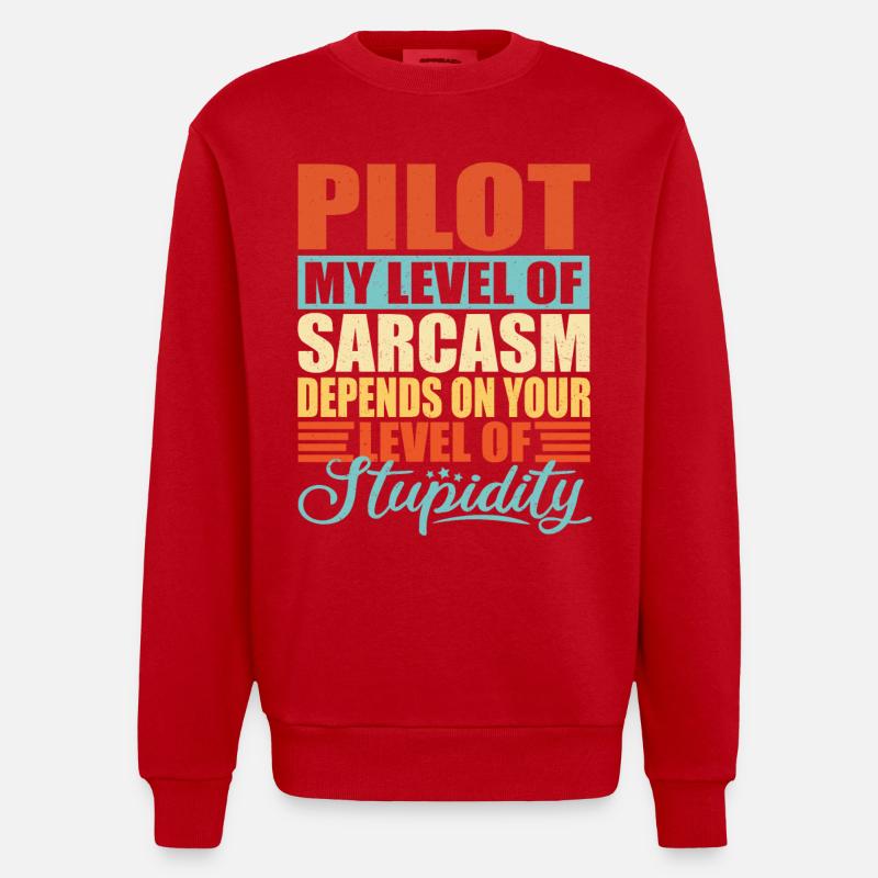 Pilot sarkasmus Lustiger Pilot - Heavyweight Oversized Organic Crew Neck Made in EU - Rot