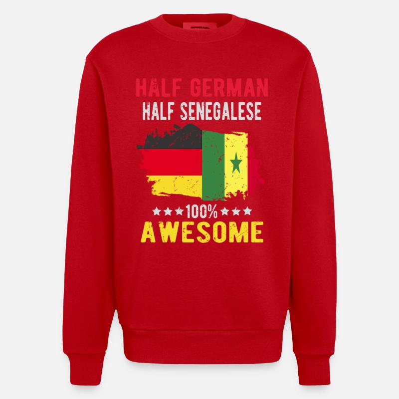 Halb Deutsch Halb Senegalese - Heavyweight Oversized Organic Crew Neck Made in EU - Rot