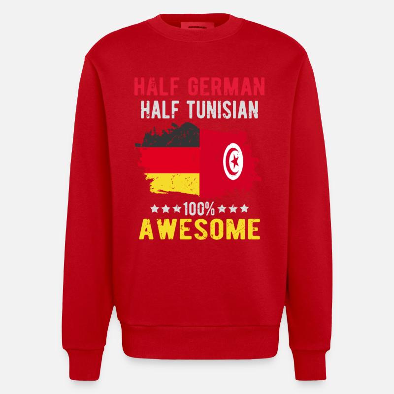 Half German half Tunisian - Heavyweight Oversized Organic Crew Neck Made in EU - red