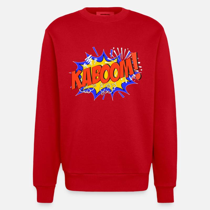 KABOOM Comic KABOOM! - Maglietta a girocollo ecologica oversize Heavyweight Made in UE - rosso