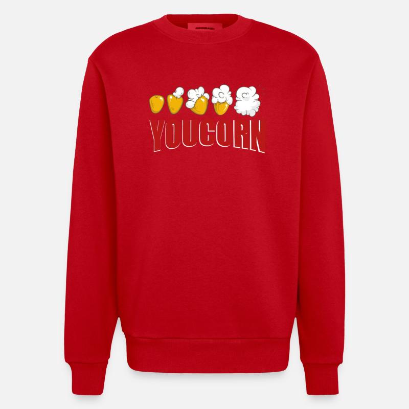 Popcorn Spruch - Heavyweight Oversized Organic Crew Neck Made in EU - Rot