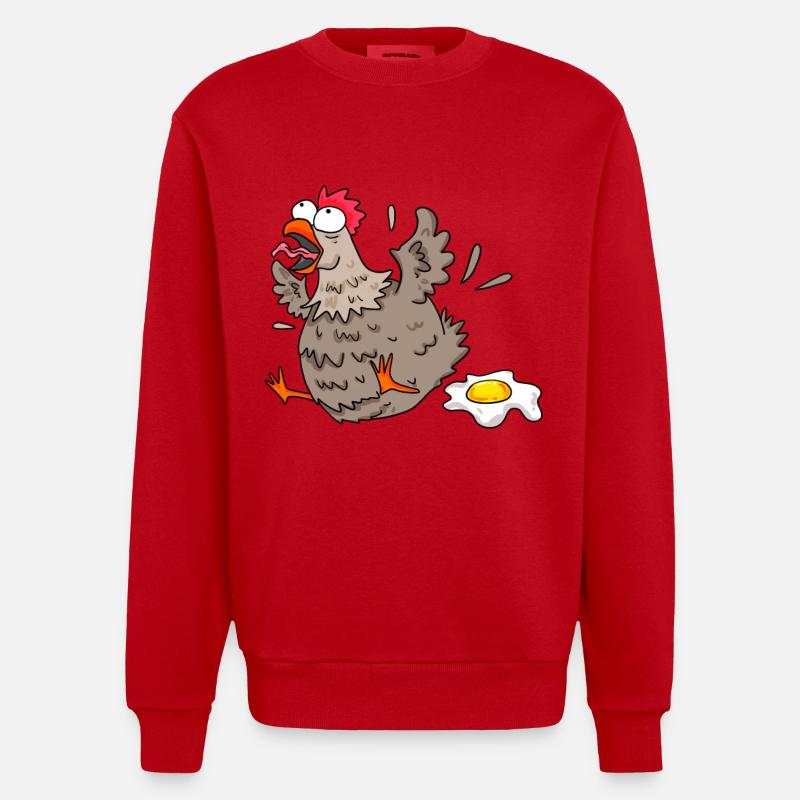 Poulet drôle - Sweat bio épais oversize fabriqué en UE - rouge