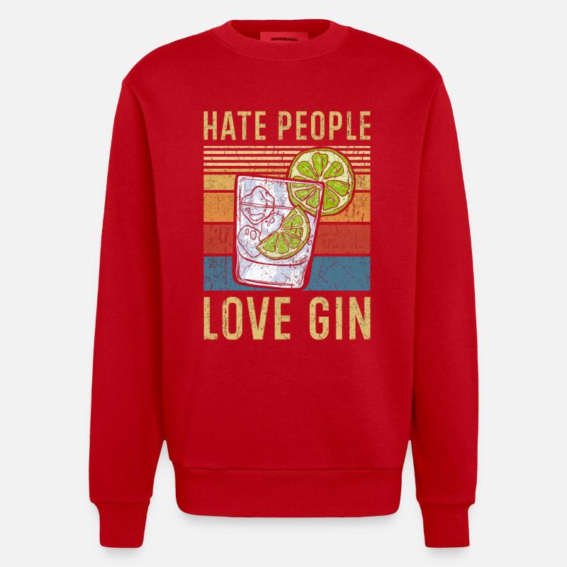 Gin disant cadeaux de gin - Sweat bio épais oversize fabriqué en UE - rouge