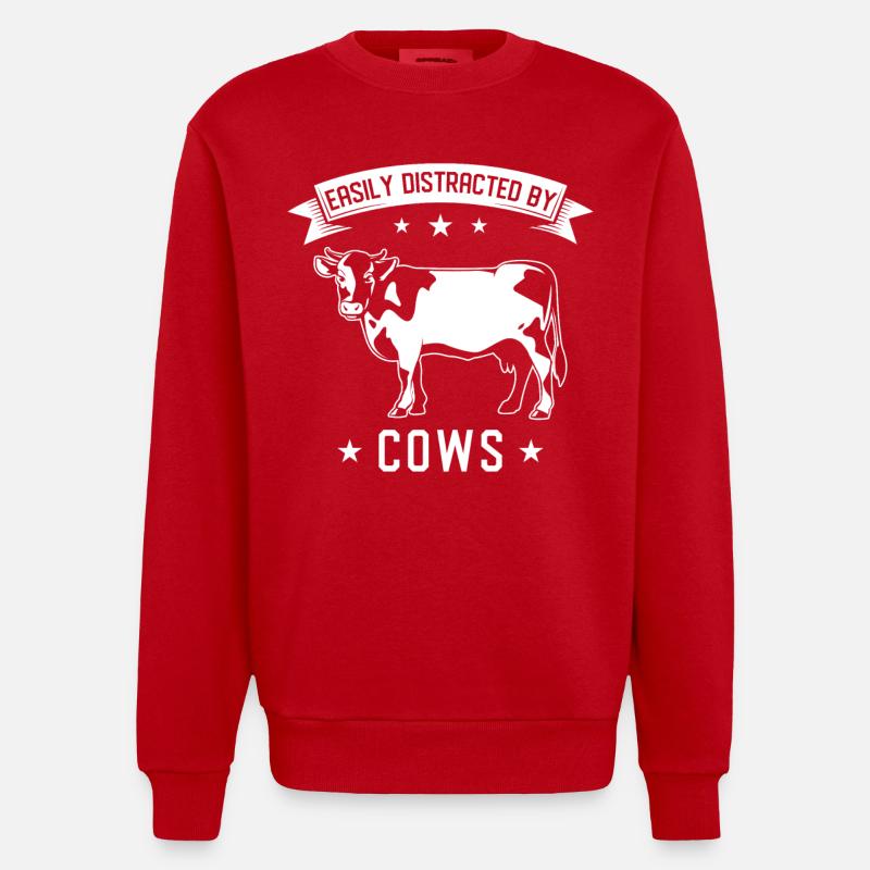 Kuh Kühe Spruch - Heavyweight Oversized Organic Crew Neck Made in EU - Rot