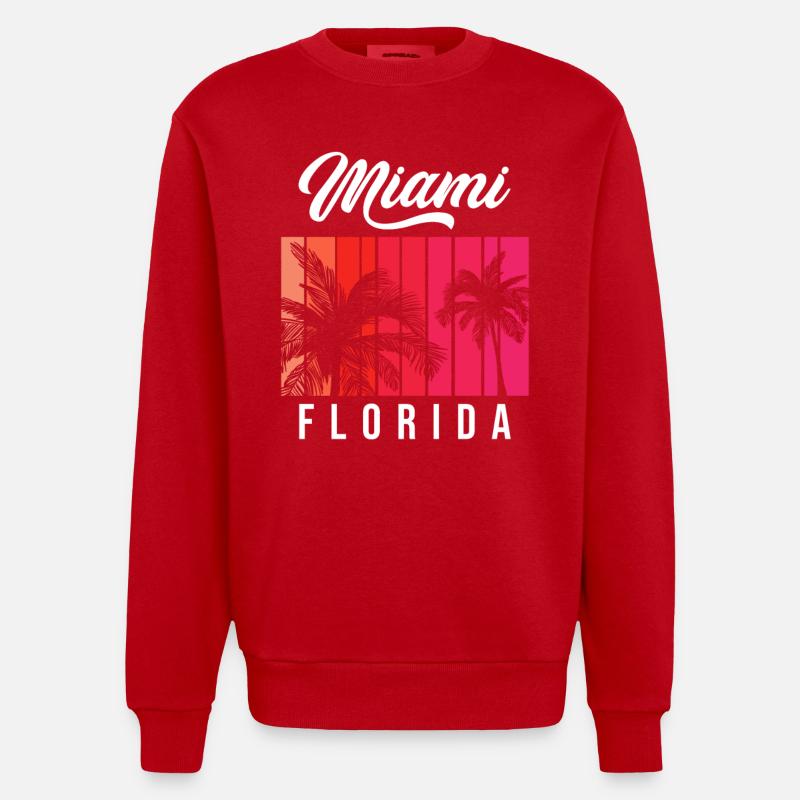 Miami Florida Retro Sunset - Sweat bio épais oversize fabriqué en UE - rouge
