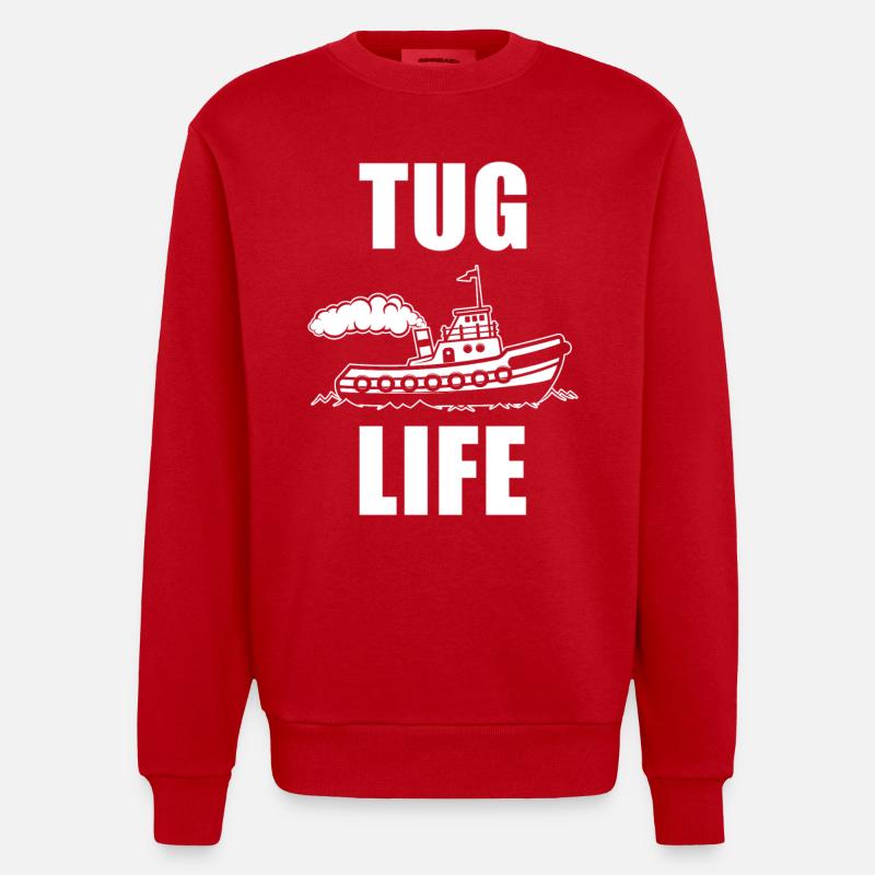 Schleppboot - Heavyweight Oversized Organic Crew Neck Made in EU - Rot