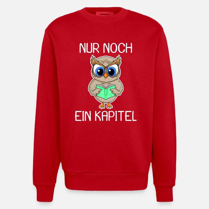 Eule Lesen Buch Bücher - Heavyweight Oversized Organic Crew Neck Made in EU - Rot