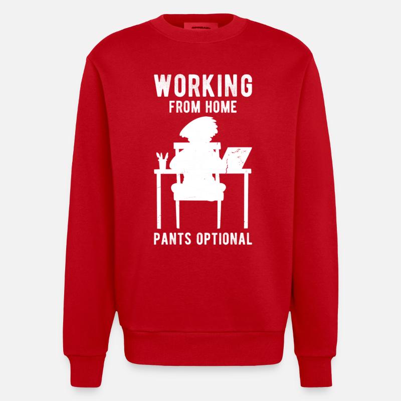 Zuhause arbeiten Spruch lustig - Heavyweight Oversized Organic Crew Neck Made in EU - Rot