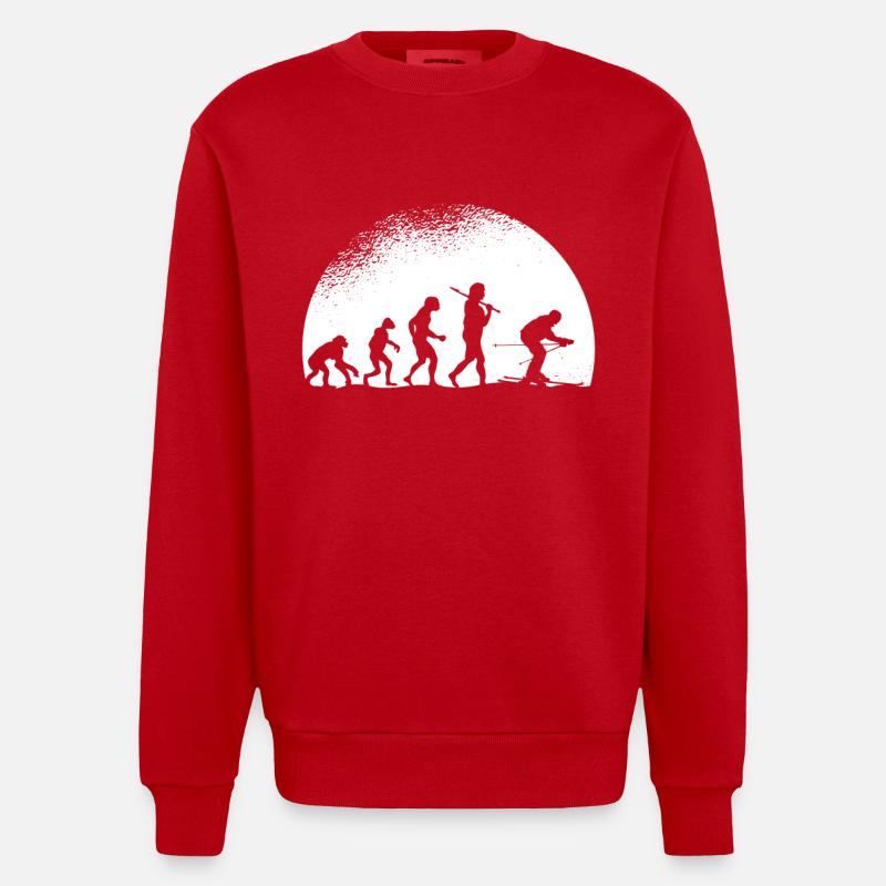 Evolution Ski - Heavyweight Oversized Organic Crew Neck Made in EU - red
