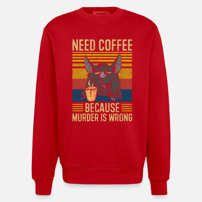 Need Coffee Coffee Saying - Heavyweight Oversized Organic Crew Neck Made in EU - red