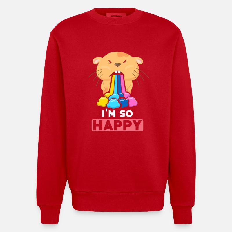 Hamster Dans le bonheur - Sweat bio épais oversize fabriqué en UE - rouge