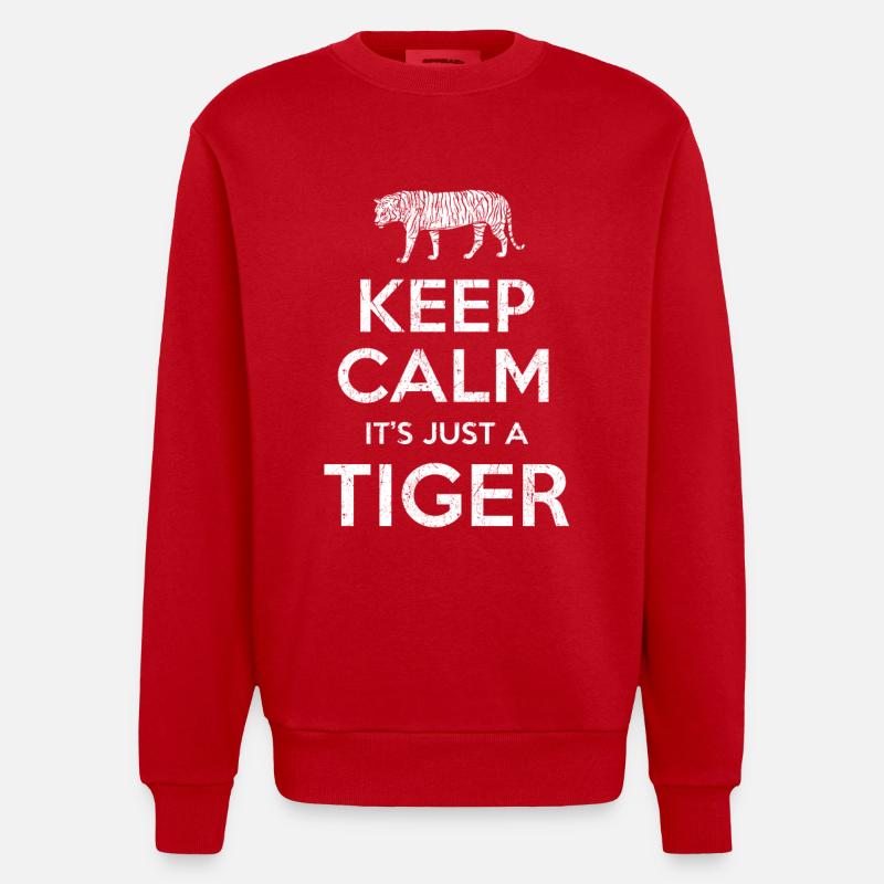 Keep Calm Tiger - Sweat bio épais oversize fabriqué en UE - rouge