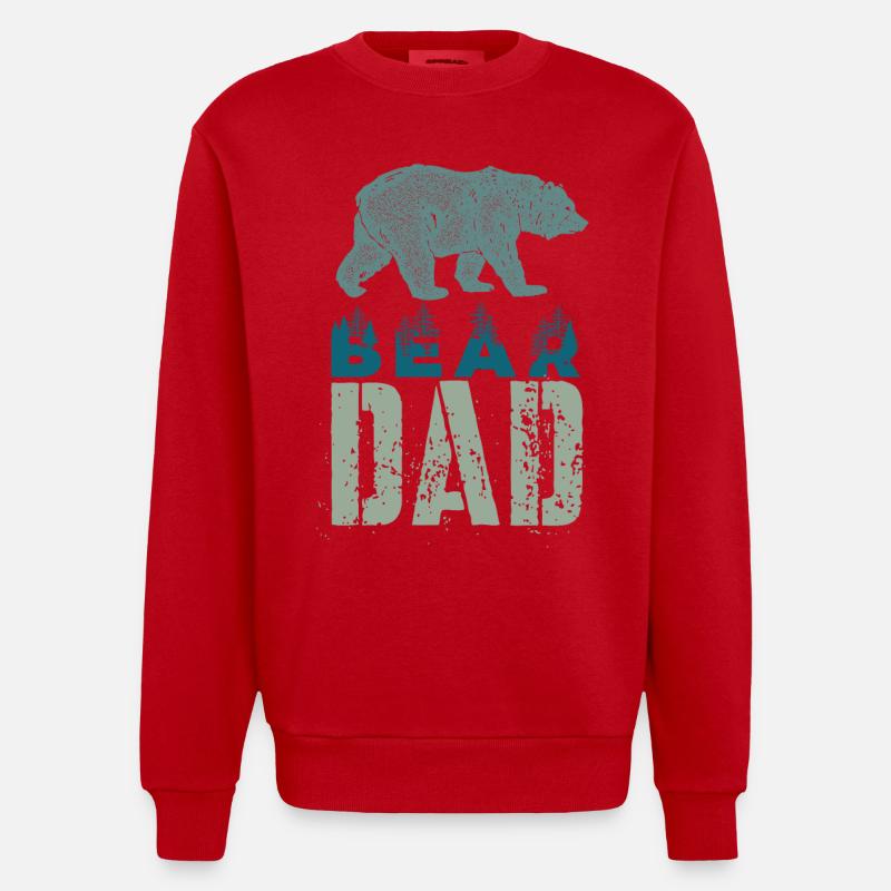Bear Dad - Heavyweight Oversized Organic Crew Neck Made in EU - red