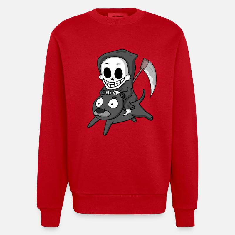 Sensenmann und Schwarzer Panther - Heavyweight Oversized Organic Crew Neck Made in EU - Rot